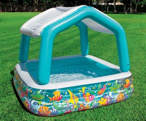 Intex Sun And Shade Inflatable Kids Swimming Pool With Canopy Children