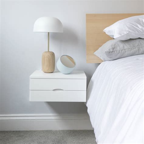 Complete your living room with unique and modern side and accent tables. Floating Bedside Table In White With Double Drawer By ...