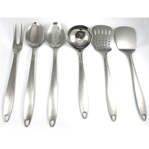 6 Stainless Steel Kitchen Cooking Utensil Set Serving Tools Server
