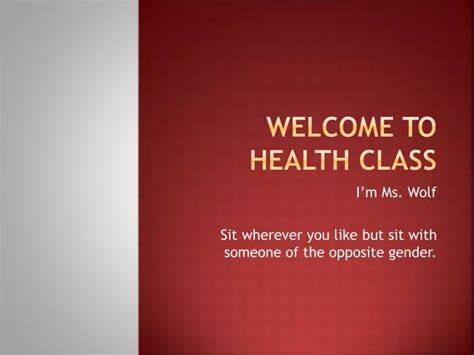Ppt Welcome To Health Class Powerpoint Presentation Free Download