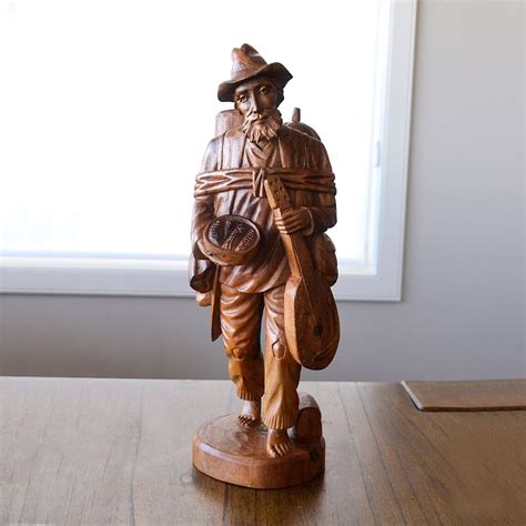 Vintage Hand Carved Wooden Figurine Wanderer Man Etsy