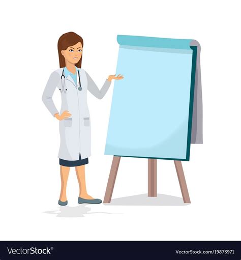 Female Doctor On Presentation Doctor With Vector Image On Female