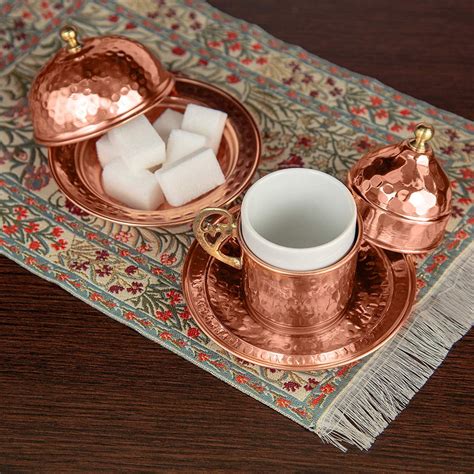 Turkish Copper Coffee Serving Set Coffee Porcelain Cup Etsy