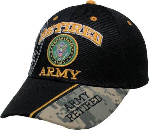 Retired Army Baseball Cap Black Hat Us Army Veterans