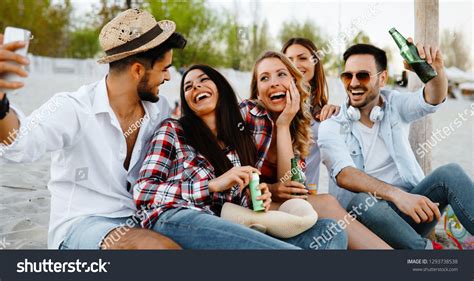 Happy Group Young People Having Fun Stock Photo Edit Now 1293738538
