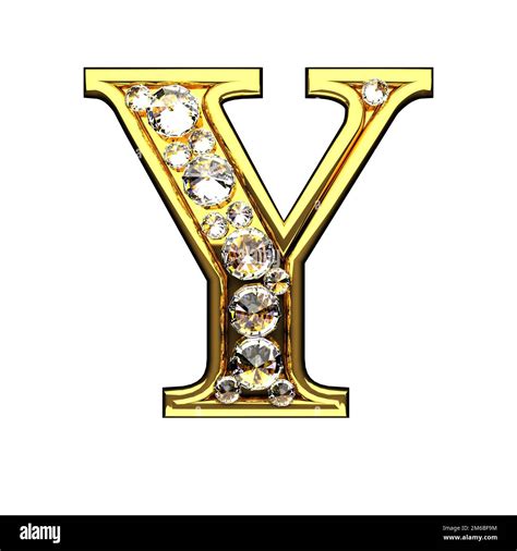 Y Isolated Golden Letters With Diamonds On White Stock Photo Alamy