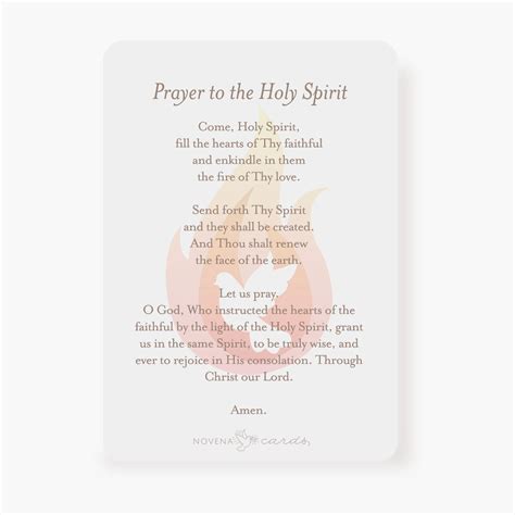 Holy Spirit Prayer Card Come Holy Spirit Novena Cards