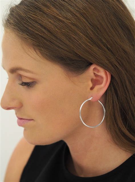 Large Gypsy Hoop Earrings In 9ct White Gold — The Jewel Shop