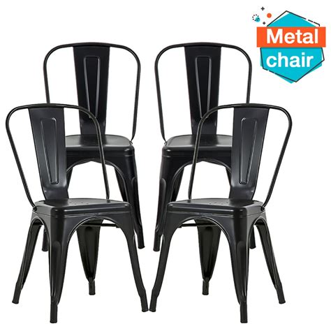 Fdw Stackable Restaurant Metal Chair Chic Metal Kitchen Dining Chairs