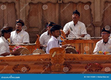 Balinese Gamelan Orchestra Playing Traditional Music In Bali Indonesia