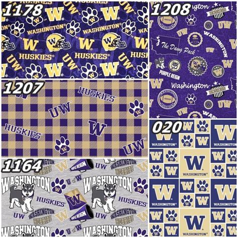 Ncaa Washington Huskies Purple And Gold 100 College Logo Cotton Fabric