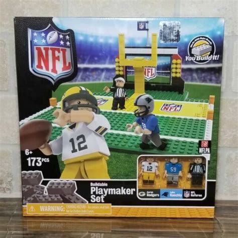 Nfl Playmaker Set Aaron Rodgers Luke Kuechly Lego Brick 173pc Football