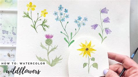 Easy Watercolor Tutorial How To Paint Wildflowers Youtube