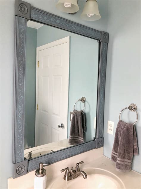 Let mirror frame dry and then apply the second coat of paint. DIY Bathroom Mirror Frame - One Room Challenge Week 4 ...
