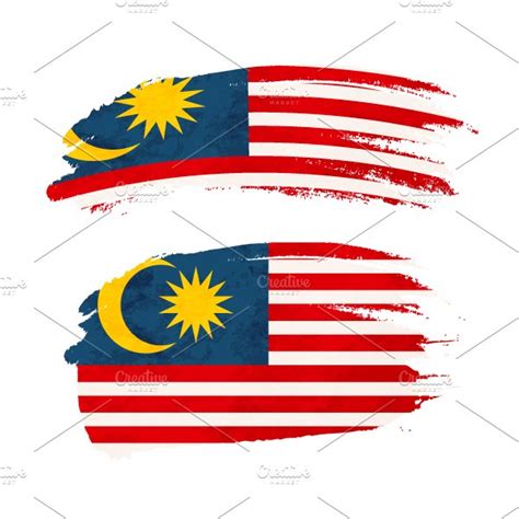 Brush Stroke With Malaysia Flag Pre Designed Illustrator Graphics