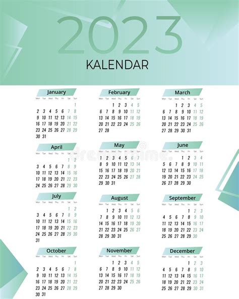 Monthly Calendar For 2023 Simple Calendar With Geometric Shapes Week