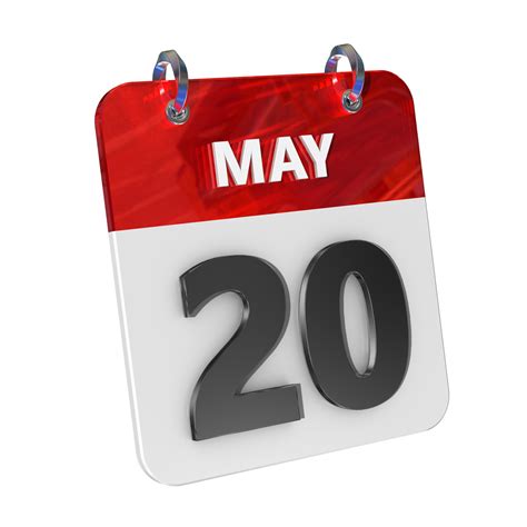 May 20 Date 3d Icon Isolated Shiny And Glossy 3d Rendering Month Date