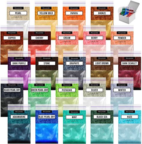 Soap Shop Shimmering Mica Powder Epoxy Resin Pigments 24 Count Color