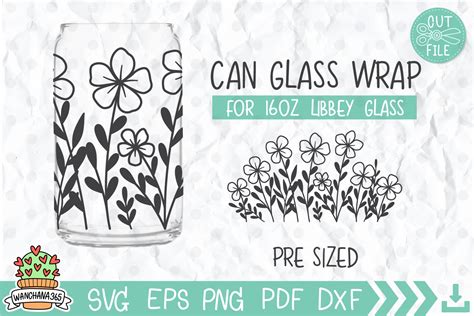 Wildflower Can Glass Wrap Graphic By Wanchana365 · Creative Fabrica