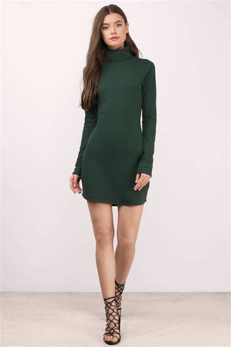 Cute Green Bodycon Dress Turtleneck Dress Bodycon Dress