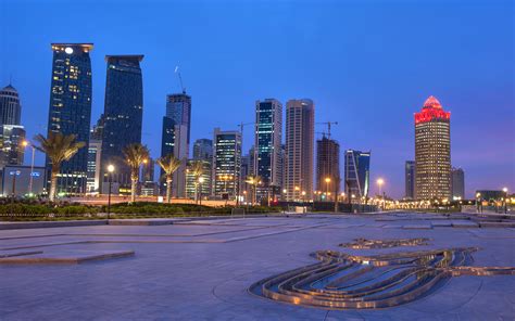 Wallpaper Doha Qatar Street Night Street Lights Cities 3840x2400