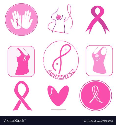 Breast Cancer Awareness Symbols Collection Vector Image