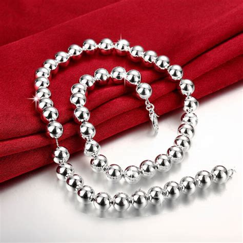 Wholesale 925 Sterling Silver Filled 51cm 10mm Ball Bead Chain Necklace