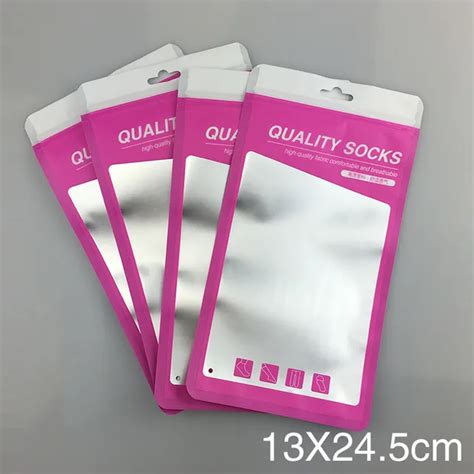13x245cm Socks Ziplock Plastic Bags Clear Socks Packing Pouch Bag With Hang Hole Socks Self