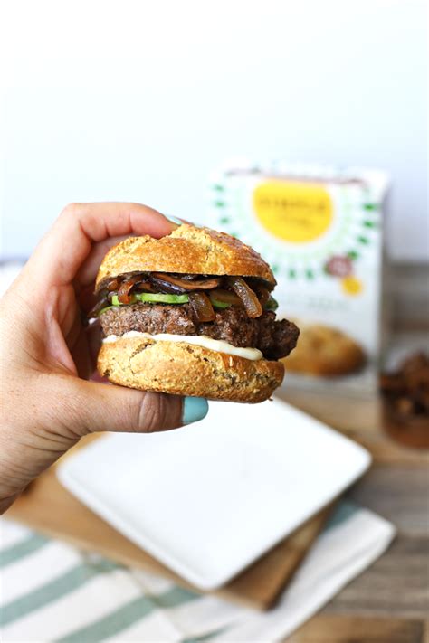 In oklahoma, they have their own fried onion burger. Caramelized Onion & Mushroom Burger with Grain Free Bun ...