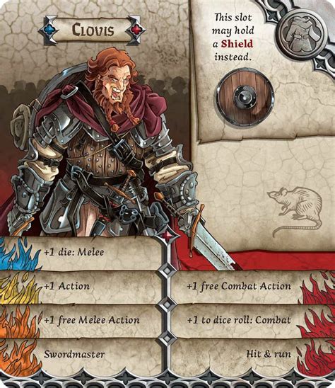 Zombicide Black Plague Character Card For Clovis The Warrior Hit