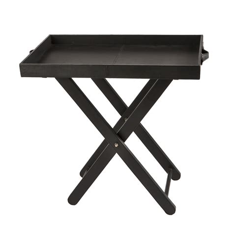 Oxford Black Leather Tray Table Lewis And Company