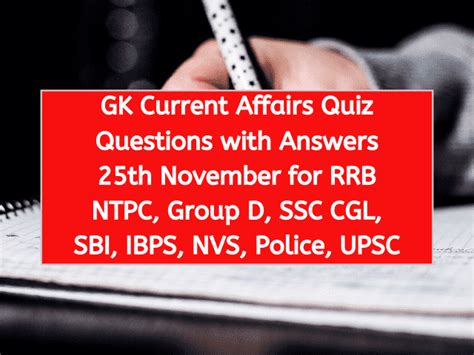 Gk Current Affairs Quiz Questions With Answers 25th November 2019