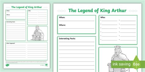 Legend Of King Arthur Fact File Templateking Arthur