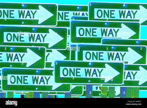 Several One Way Signs Pointing In The Same Direction Stock Photo Alamy