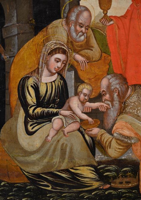 Italian School Nativity Venetian 16th Century Oil On Table Paint