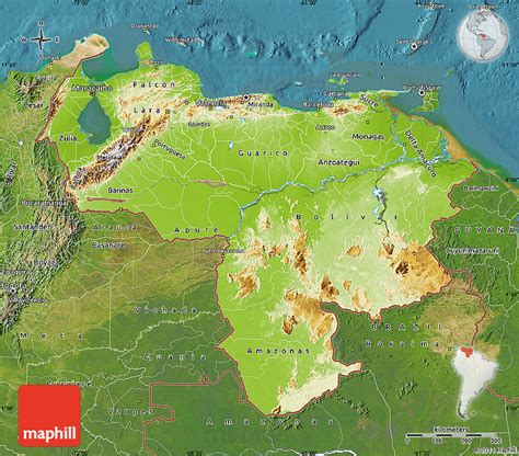 Physical Map Of Venezuela Satellite Outside