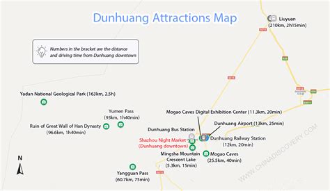 Dunhuang Attractions Map Of Mogao Caves Yadan National Geopark