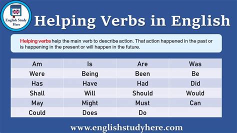 Helping Verbs In English English Study Here