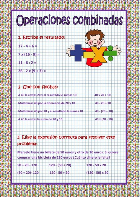 Operaciones Combinadas Ficha Interactiva Maths Primary School