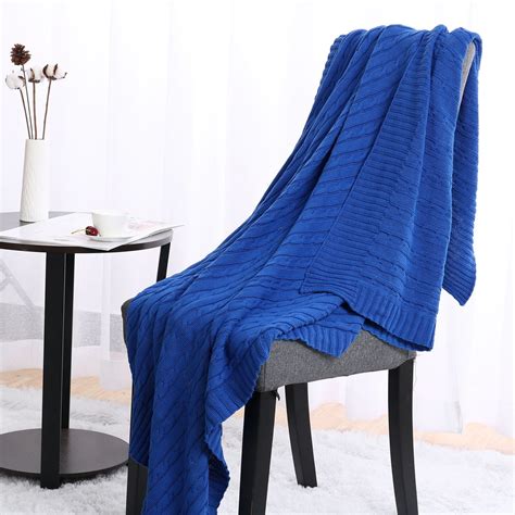 Piccocasa Soft Warm 100 Cotton Cable Knitted Throw For Couch Throw