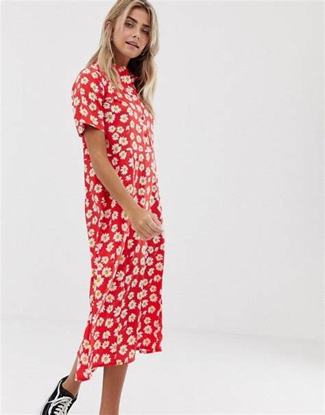 Wednesdays Girl Wednesdays Girl Midi Shirt Dress In Daisy Print Midi Shirt Dress Dresses