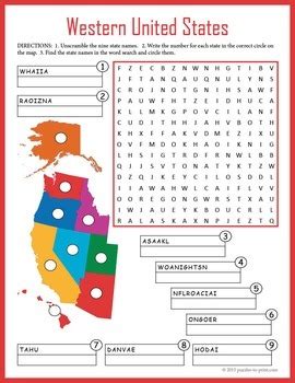 This printable worksheet of states of the usa quiz is tagged. US Geography Worksheet - Western United States by Puzzles ...