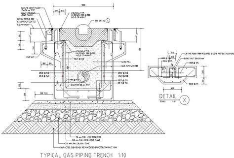 Typical Gas Piping Trench Design Cad File Cadbull