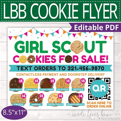 Lbb Girl Scout Flyer With Qr Code X Printable Cookie Menu Instant Download Editable