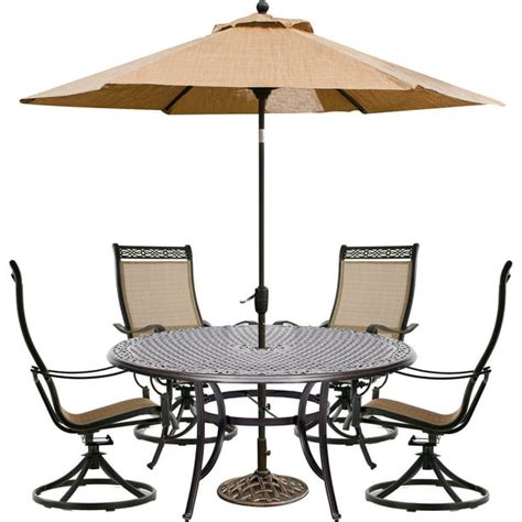 Hanover Manor 5 Piece Outdoor Dining Set With Four Swivel Rockers A 60