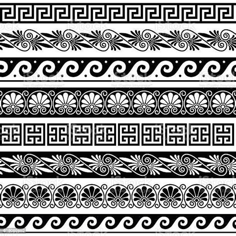 Ancient Greek Pattern Seamless Set Of Antique Borders Stock