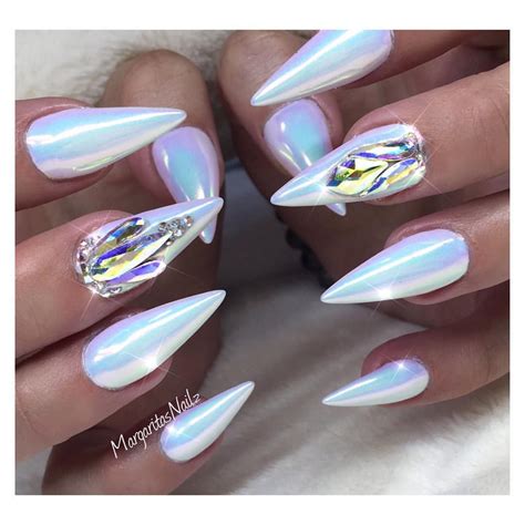 Unicorn Chrome Holographic Bling Stiletto Nails Nails Pinterest
