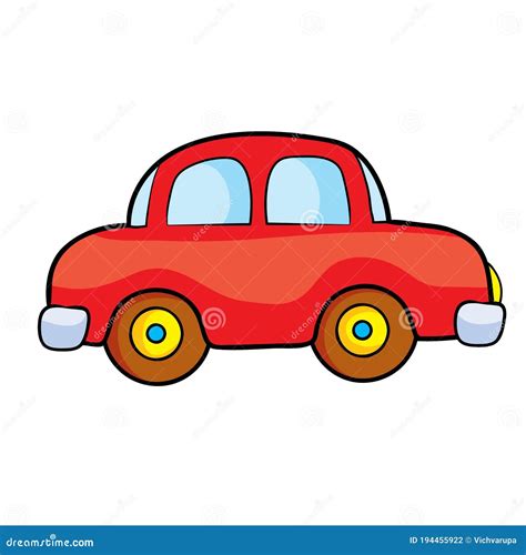 Toy Car Red Cartoon Illustration Isolated Object On White Background