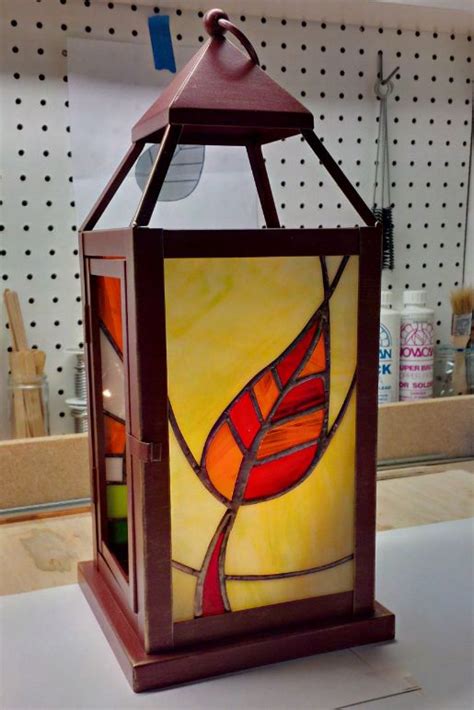 My 4 Season Lantern Almost Done Stained Glass Candles Stained Glass Light Glass Painting