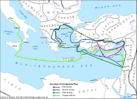 This Map Of The Depicts The Apostle Pauls Travels As Definitive Routes